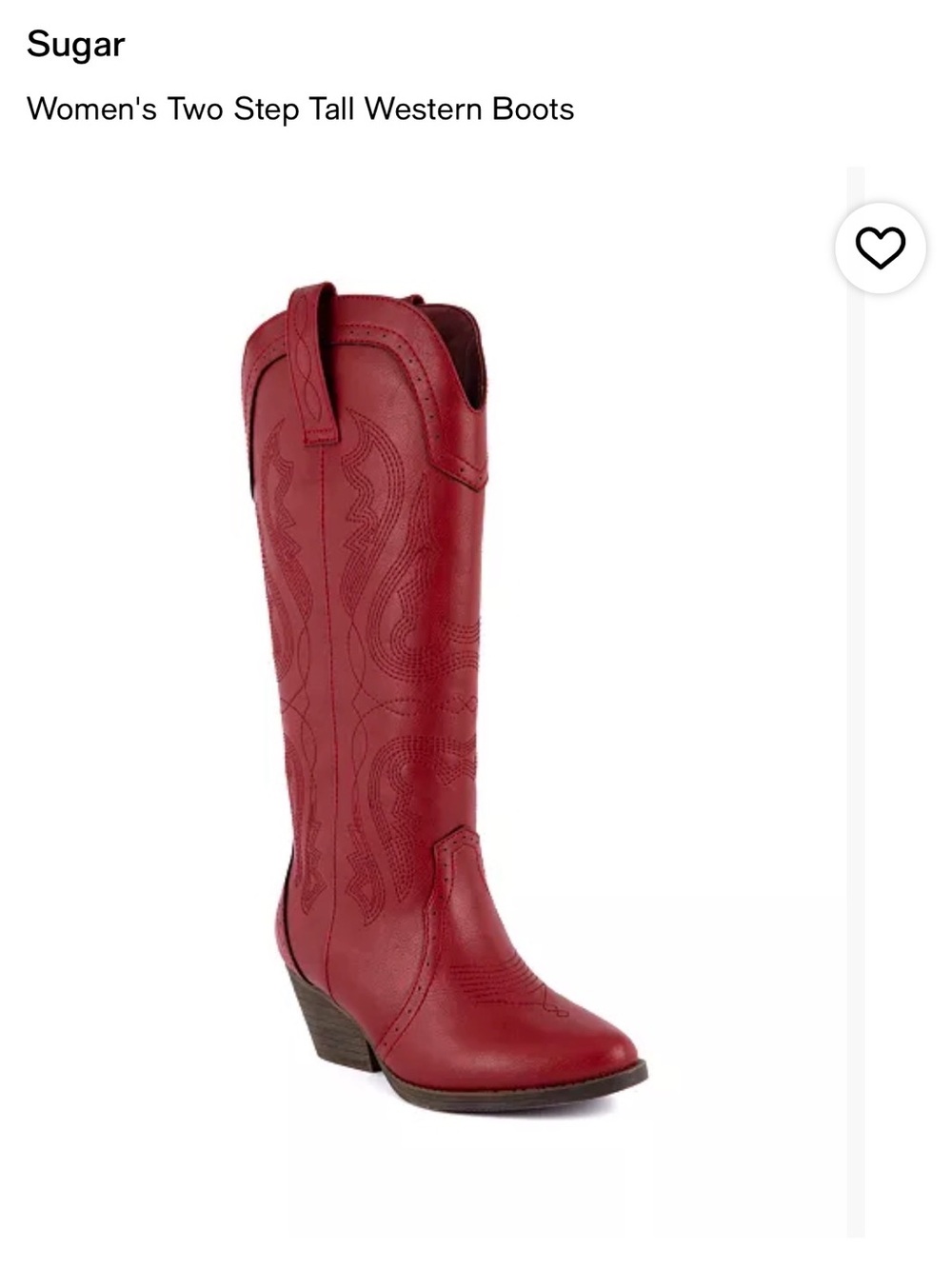 Sugar Women's Tall Red Two-Step Western Boots